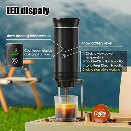 Foombthe Portable Espresso Coffee Machine With Digital Display 3-in-1 Capsule Coffee Maker for Car & Home Camping Coffee Maker