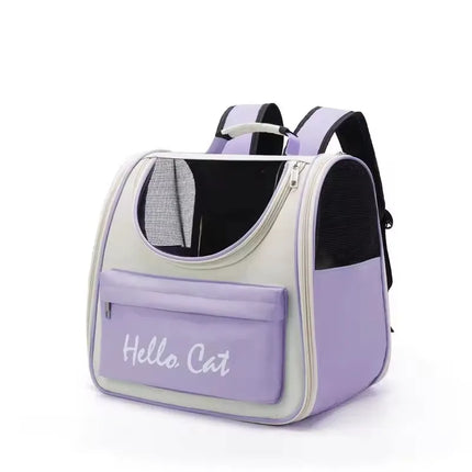Oxford PVC Pet Carrier Backpack - 37x25x34cm, Windproof, Breathable, Blue/Green/Pink/Purple