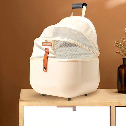 Airline-Fit Breathable Cat Carrier Backpack - 16x13x10in, up to 14lb/9lb, Multi-Vent, Beige
