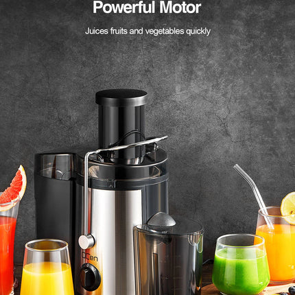 Juicer Machine, 500W Centrifugal Juicer Extractor with Wide Mouth 3” Feed Chute for Fruit Vegetable, Easy to Clean, Stainle