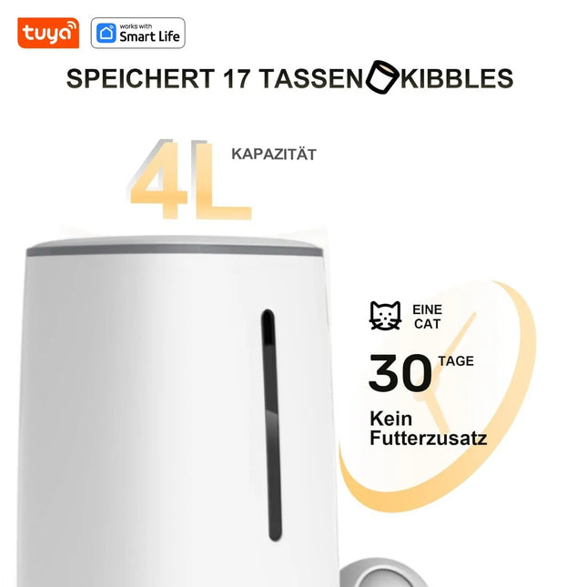4L WiFi Smart Automatic Pet Feeder - App Control, Up to 10 Meals/Day, Single or Double Bowl