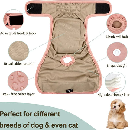 Washable Female Dog Diapers Premium Reusable Diapers for Doggie in Heat Highly Absorbent Dog Diapers Female for Pet Incontinence