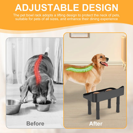 Elevated Dog Feeder Bowls Adjustable Raised Pet Feeding Station with Splash Guard for Small Medium Large Dogs