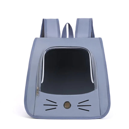 Oxford Cat Carrier Backpack - 35x35x25cm, Breathable Portable Shoulder Bag, Gray/Blue/Yellow/White