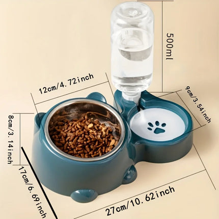 Gravity Pet Feeder & Water Dispenser Set - 15° Tilted Slanted Mouth, No Battery or Power Needed