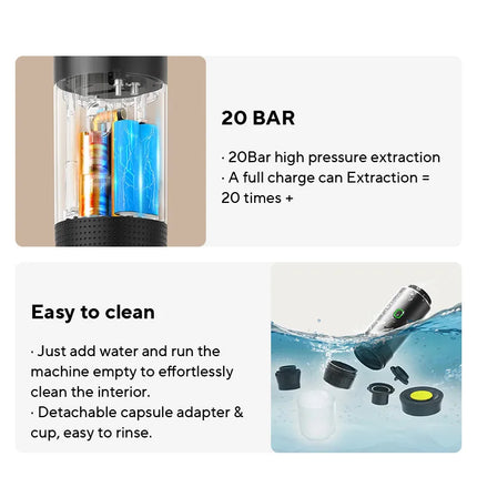 Wireless Electric Portable Espresso Coffee Machine for Car & Home Camping Coffee Maker 3-in-1 Capsule Powder Travel Coffee Maker