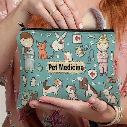 Pet Medicine Travel Organizer Pouch - Cute Dog & Cat Cosmetic Bag