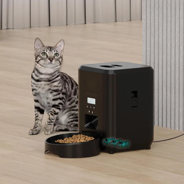 ZYfeeder Smart Automatic Cat Feeder - Button or WiFi, LCD Timer, 50-100g Portions for Cats & Dogs