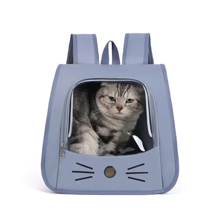 Oxford Cat Carrier Backpack - 35x35x25cm, Breathable Portable Shoulder Bag, Gray/Blue/Yellow/White