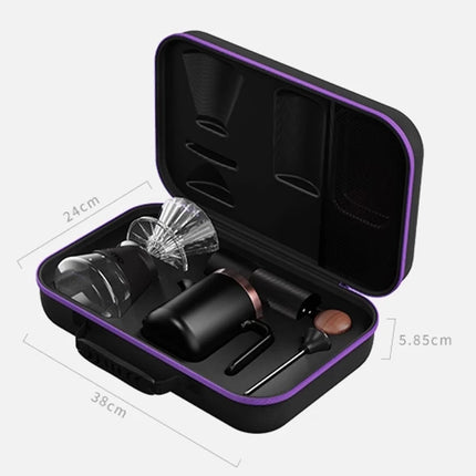 MAVO Pour-Over Coffee Set : Grinder+Dripper+300ml Glass Server+Kettle+Thermometer+Paper Filter Included,Coffee Box Easy To Carry