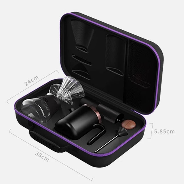 MAVO Pour-Over Coffee Set : Grinder+Dripper+300ml Glass Server+Kettle+Thermometer+Paper Filter Included,Coffee Box Easy To Carry