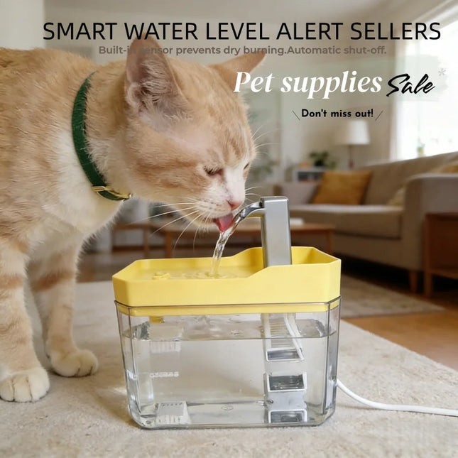 1.5L Automatic Filter Cat Water Fountain - Fresh Flow, USB, Quiet for Cats & Small Dogs