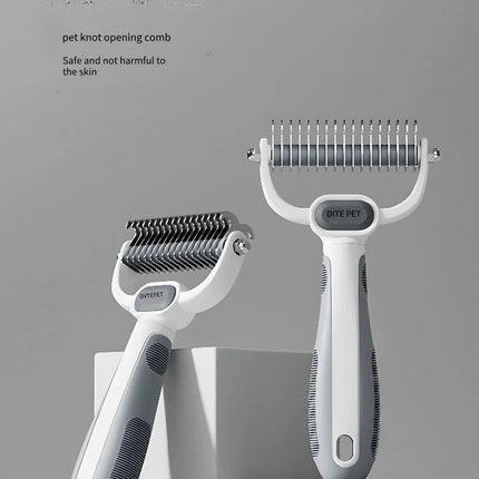 Double-Sided Dog & Cat Grooming Brush - Undercoat Rake & Pin Brush for All Coat Lengths