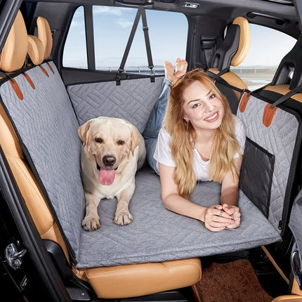 Dog Car Seat Cover Hammock - Waterproof, Scratch-Proof & Non-Slip Soft Pet Back Seat Cover