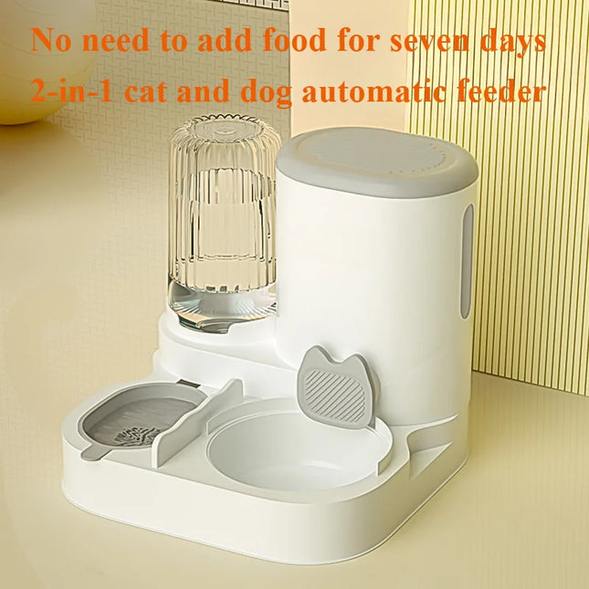 Integrated Cat Bowl Slow Feeder & Water Dispenser Set - Food-Grade Plastic for Cats & Dogs