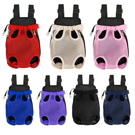 Adjustable Nylon Pet Double Shoulder Backpack - Legs-Out, S/M/L/XL, Hiking & Camping, 7 Colors