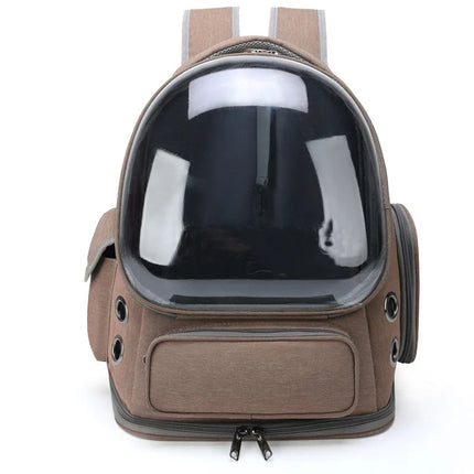 Breathable Nylon Pet Cat Carrier Bag - Outdoor Travel Backpack, 42x27x34cm, Green/Grey/Khaki