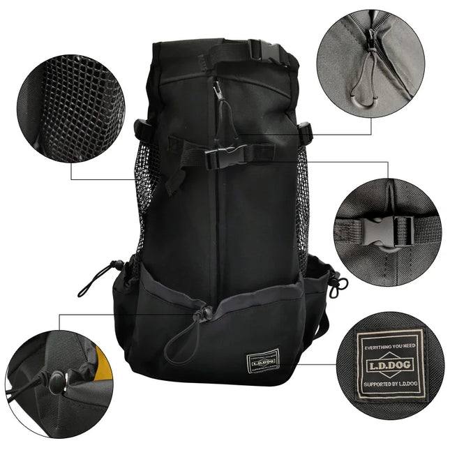 Polyester Breathable Large Dog Carrier Backpack - 1-4kg/4.5-8kg/8.5-15.5kg/16-30kg, Cycling & Travel, Gray/Blue/Red/Black
