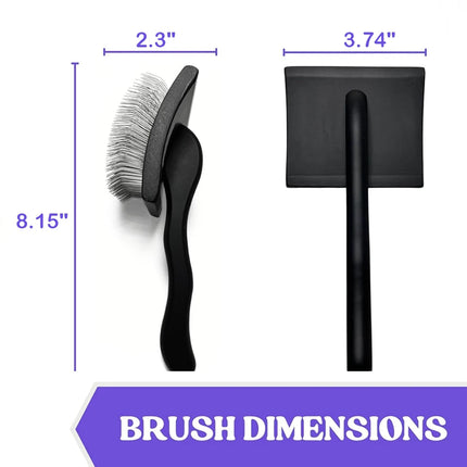Dog Slicker Brush - Detangle, Demat & Fluff Grooming Comb for Poodles & Doodles