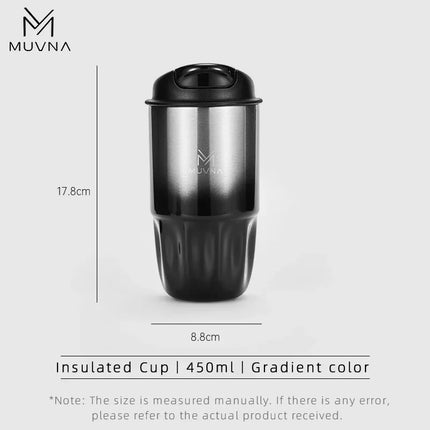 IN Stock MUVNA Coffee Insulated Cup, 260ML/450ML Outdoor Portable Ice Cup Travel Coffee Mug Spill Proof with Lid Car Thermos Cup