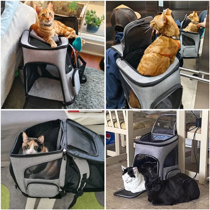 Foldable Expandable Pet Cat Carrier Backpack - Breathable Nylon, up to 6.5kg
