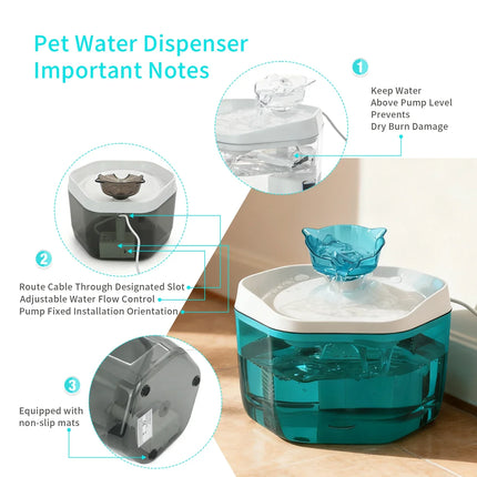 1.2L USB Cat Water Fountain - Pet Drinking Dispenser for Cats & Small to Medium Dogs