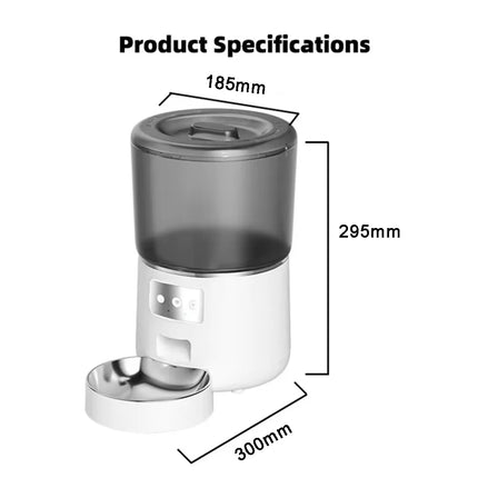 4L Smart Automatic Pet Feeder - Tuya WiFi or Button Control, ABS+SUS304 Stainless Steel Bowl