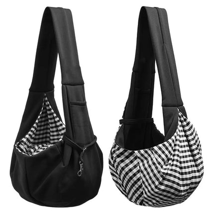Premium Puppy Sling Carrier - up to 10lb, Safety Buckle, Front Pocket, Gray/Black/Other Style