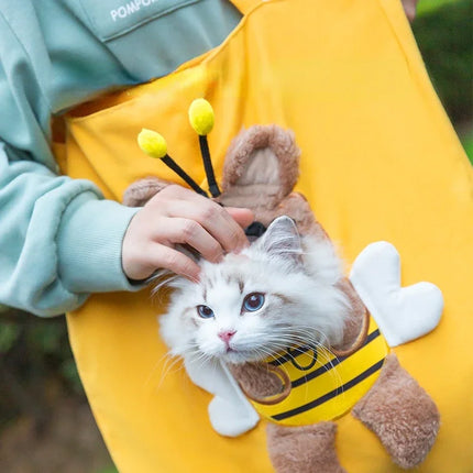 Cartoon Canvas Pet Shoulder Tote Bag - L(0-4kg) / XL(4-8kg), Green/Blue/Yellow