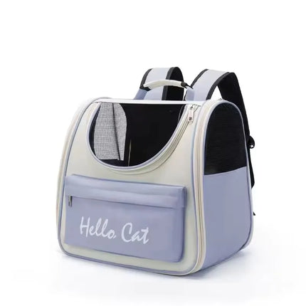 Oxford PVC Pet Carrier Backpack - 37x25x34cm, Windproof, Breathable, Blue/Green/Pink/Purple