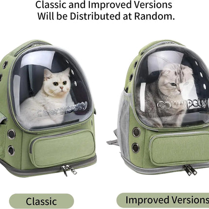 ABS Oxford Transparent Folding Pet Carrier Backpack - 42x27x34cm, Anti-Scratch, XXL, Gray/Army Green