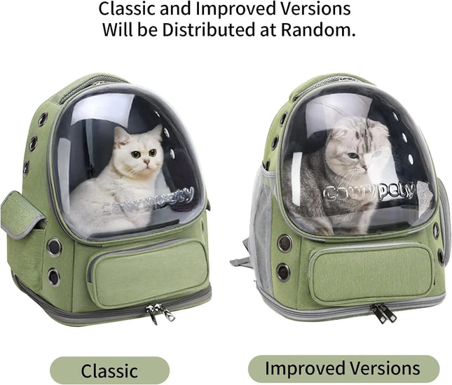 ABS Oxford Transparent Folding Pet Carrier Backpack - 42x27x34cm, Anti-Scratch, XXL, Gray/Army Green