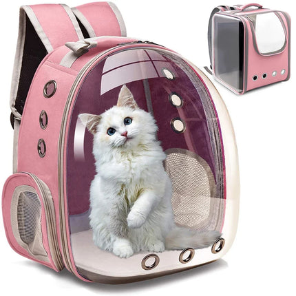 Space Capsule Transparent Pet Carrier Bag - Breathable Bicycle Carrier for Cats & Dogs, 4 Colors