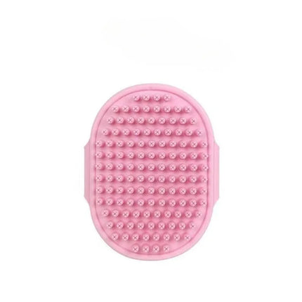 Dog Bath & Grooming Brush with Rubber Bristles - Adjustable Ring Handle for Dogs & Cats
