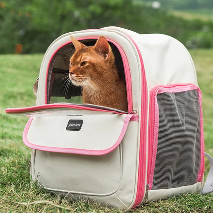 Double-Sided Transparent Space Cabin Pet Backpack - Large Capacity, Plum/Gray/Orange/Light Green