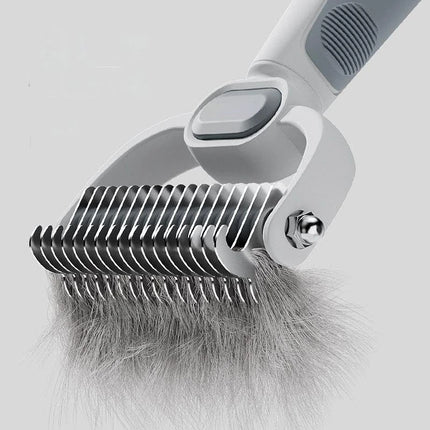 Double-Sided Dog & Cat Grooming Brush - Undercoat Rake & Pin Brush for All Coat Lengths