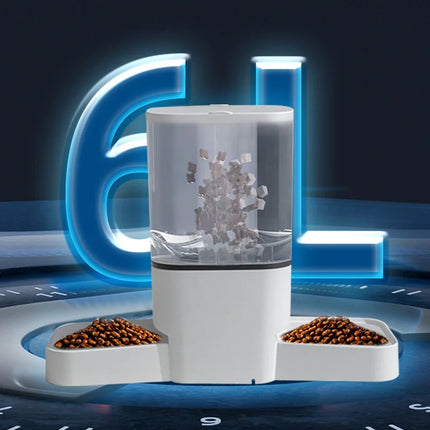 6L Smart Automatic Pet Feeder - Tuya App Timer Control, Stainless Steel Double Bowl for Dogs & Cats