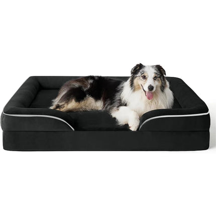 Extra Large Orthopedic Dog Sofa Bed - Coral Fleece, Support Foam, Removable Cover (L-XXXL)
