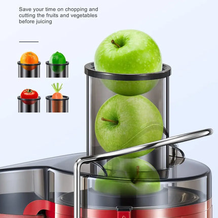 Qcen Juicer Machine, 500W Centrifugal Juicer Extractor with Wide Mouth 3” Feed Chute for Fruit Vegetable, Easy to Clean, Red