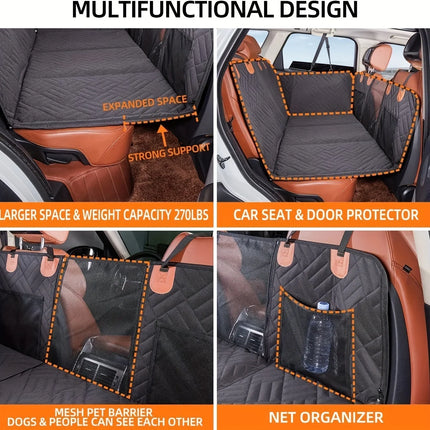 Dog Car Seat Cover Hammock - Waterproof, Scratch-Proof & Non-Slip Soft Pet Back Seat Cover