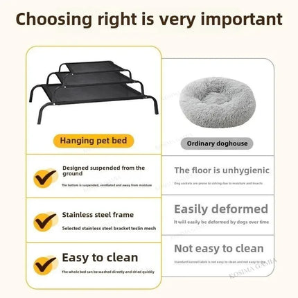 Outdoor Raised Dog Bed - Breathable Mesh Cover, Sturdy Metal Frame, Indoor & Outdoor Use