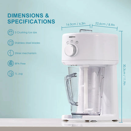 Shaved Ice Machine, Electric Ice Shaver and Snow Cone Machine with Large Capacity Storage, Portable Ice Crusher Ice Thickness Ca