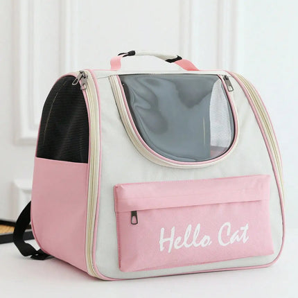 Oxford PVC Pet Carrier Backpack - 37x25x34cm, Windproof, Breathable, Blue/Green/Pink/Purple