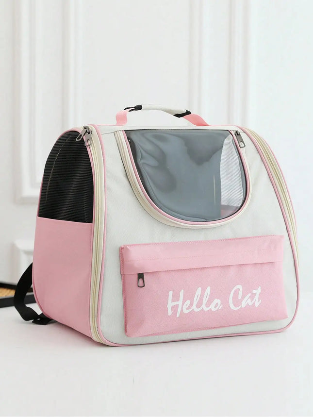 Oxford PVC Pet Carrier Backpack - 37x25x34cm, Windproof, Breathable, Blue/Green/Pink/Purple