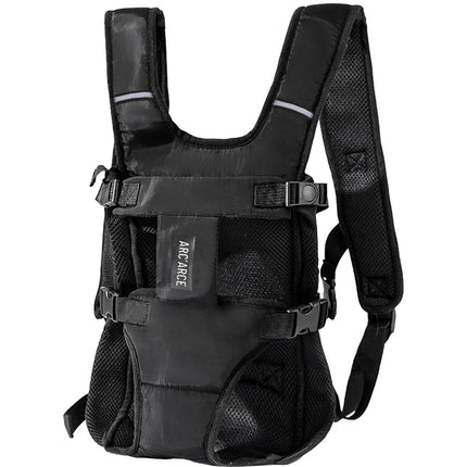 Polyester Pet Backpack Carrier with Chest Strap - S/M/L, up to 25kg, All Seasons, Black
