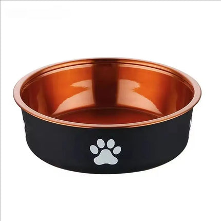 Non-Slip Stainless Steel Pet Dog Bowl - S/M/L, Gold or Brown for Dogs & Cats
