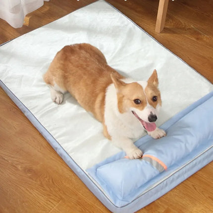 Summer Cooling Dog Bed Mattress with Pillow - Memory Foam, Breathable & Waterproof (4 Sizes)