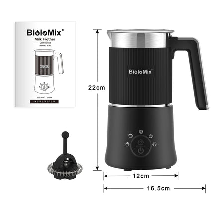 BioloMix 5-in-1 Automatic Hot/Cold Foam and Hot Chocolate Maker,Detachable Milk Frother and Steamer,Dishwasher Safe