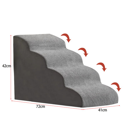 4-Tier Dog Stairs - Non-Slip Memory Foam Pet Steps, Removable & Washable Cover