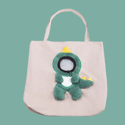 Cartoon Canvas Pet Shoulder Tote Bag - L(0-4kg) / XL(4-8kg), Green/Blue/Yellow